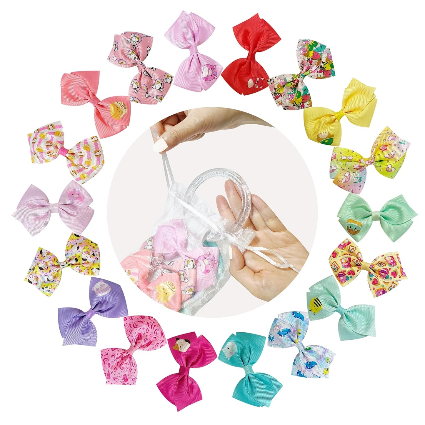 Special Squishmallows Hair Accessories for Girls -18Pc Hair Bow with Aligator Clips, Age 8+