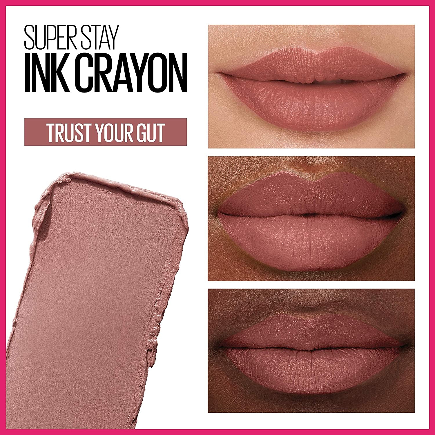 Super Stay Ink Crayon Lipstick Makeup, Precision Tip Matte Lip Crayon with Built-In Sharpener, Longwear up to 8Hrs, Trust Your Gut, Mauve Nude Pink, 1 Count