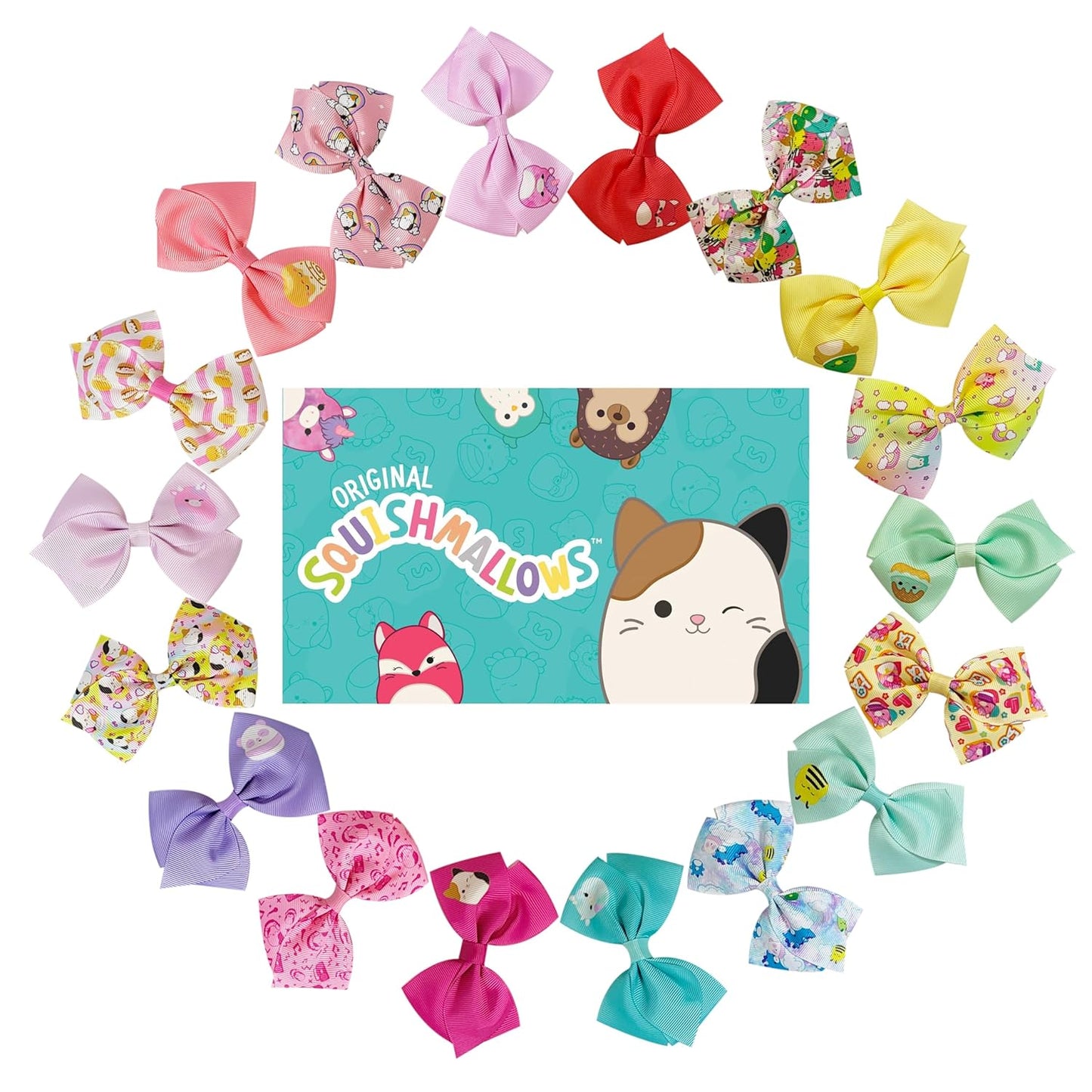 Special Squishmallows Hair Accessories for Girls -18Pc Hair Bow with Aligator Clips, Age 8+