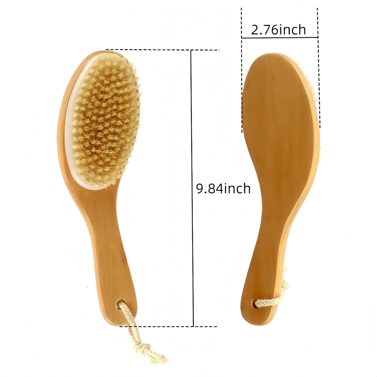 Natural Bristle Dry Body Brush with Handle