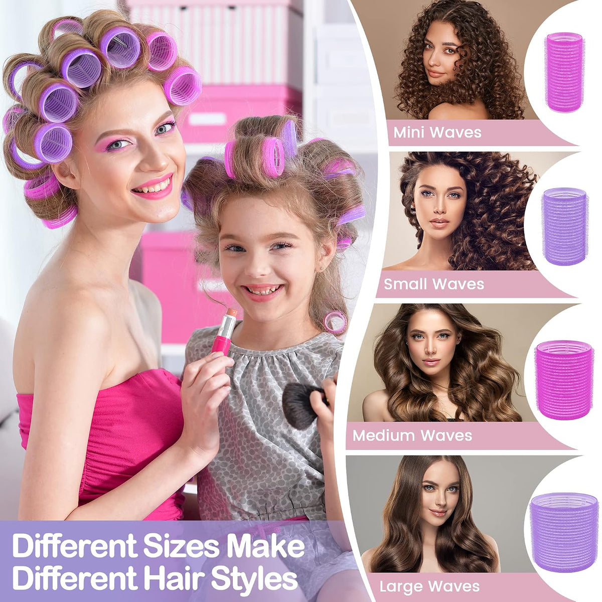 33 Piece Hair Rollers Set, Self Grip Hair Rollers for Long Medium Short Hair,  Large Medium Hair Curler （22 Rollers + 10 Stainless Steel Clip +1 Storage Bag）