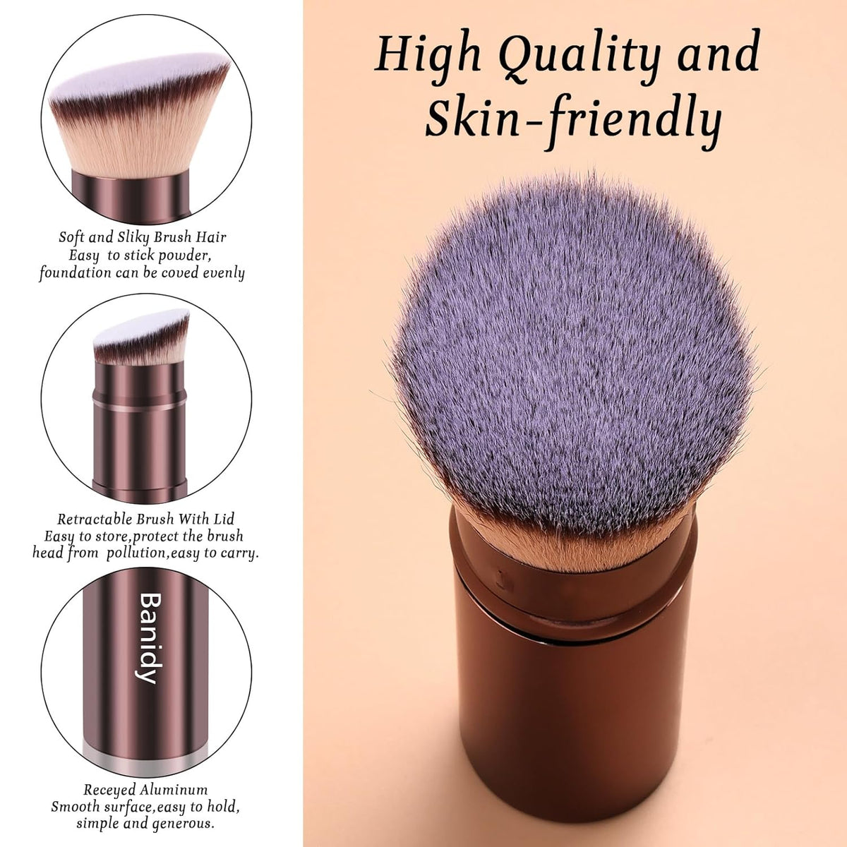 Banidy Retractable Kabuki Brush – Flat Angle, Brown – photo 4 of 7