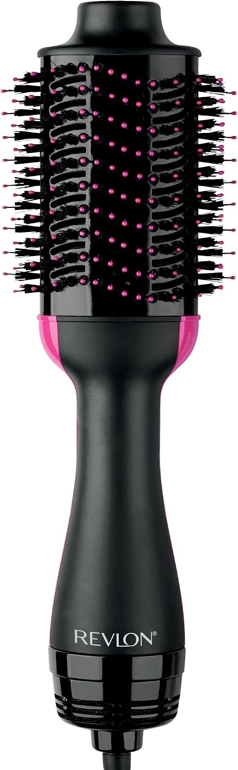 Revlon One-Step Volumizer Hair Dryer & Hot Air Brush – black and pink oval brush, front view – photo 1 of 8