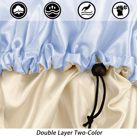 Satin Bonnet for Sleeping Women, Double Layer Adjustable Sleep Cap