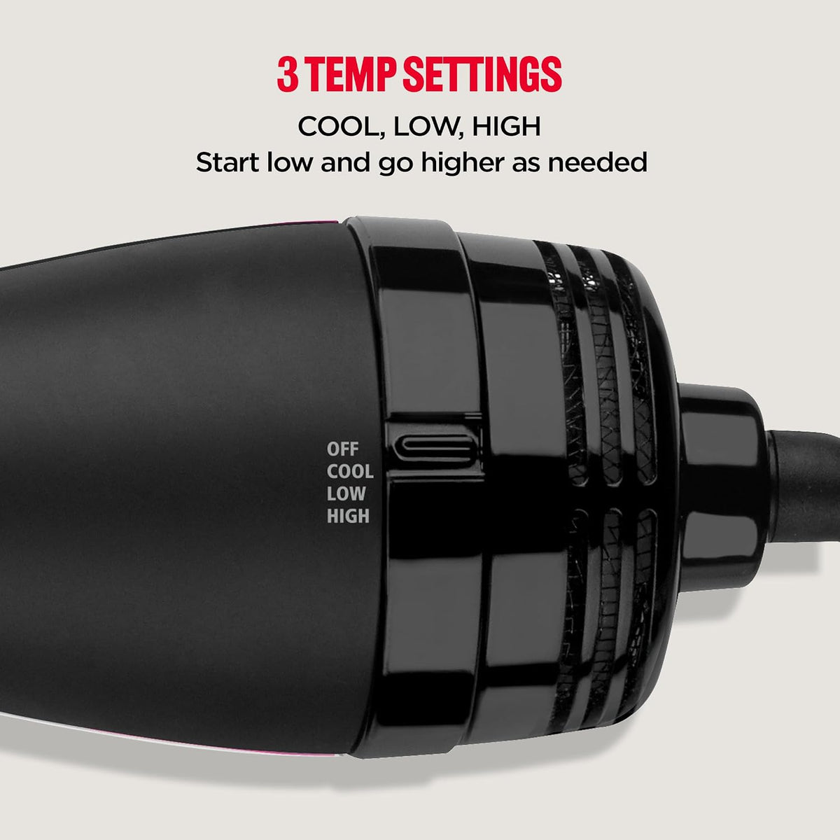 Revlon One-Step Volumizer Hair Dryer & Hot Air Brush – Off, Cool, Low, High switch close-up – photo 8 of 8
