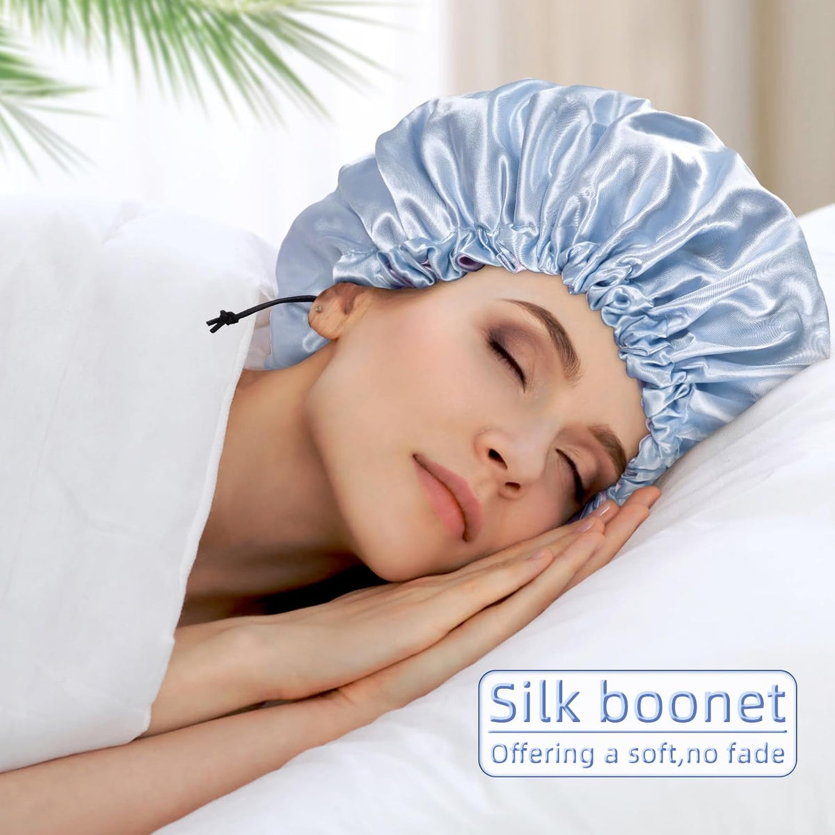 Satin Bonnet for Sleeping Women, Double Layer Adjustable Sleep Cap