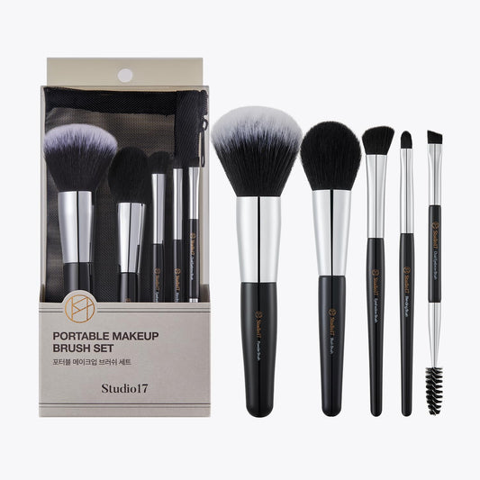 5-Piece Travel Makeup Brush Set with Zippered Pouch – main photo