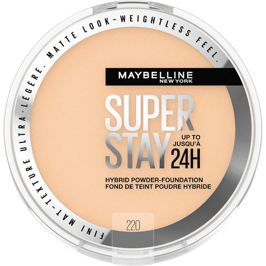 Super Stay up to 24HR Hybrid Powder-Foundation, Medium-To-Full Coverage Makeup, Matte Finish, 220, 1 Count