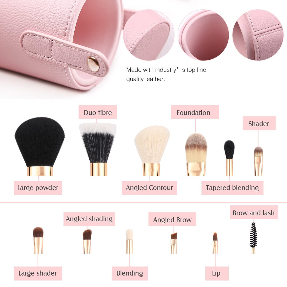 Z'OREYA 12-Piece Pink Makeup Brush Set with Holder – photo 2 of 7