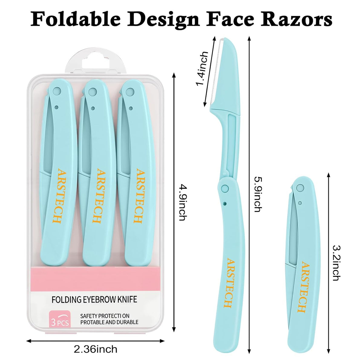 Dermaplane Razor for Women Face Shaver 12 PACK Foldable Face Razor