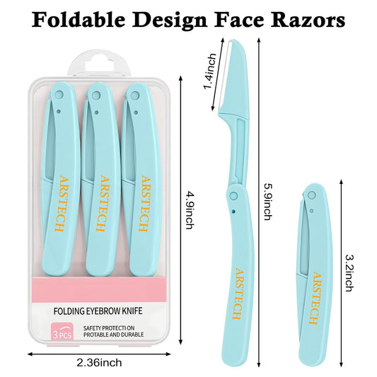Dermaplane Razor for Women Face Shaver 12 PACK Foldable Face Razor