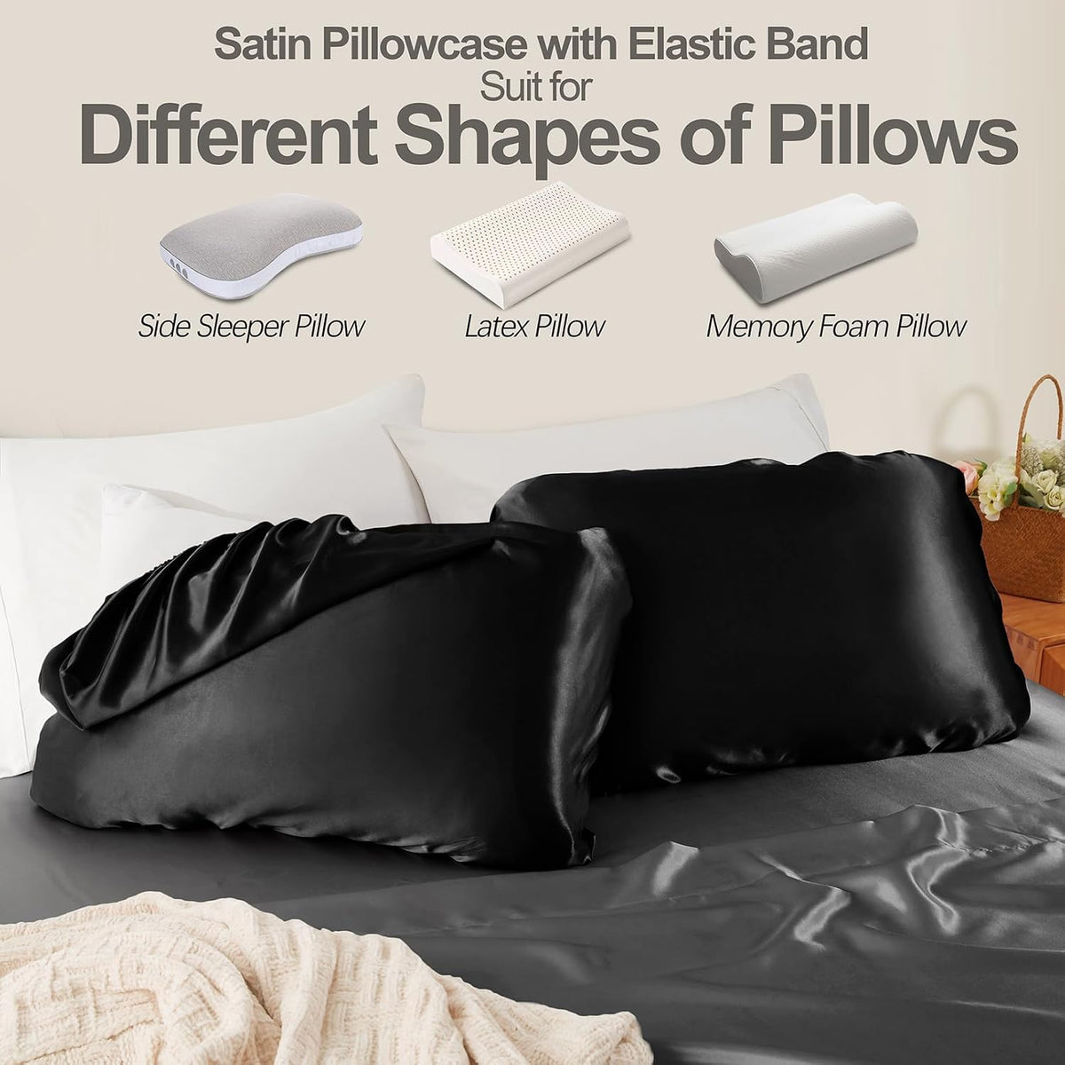 Satera Sisters Beauty Black Satin Pillowcase 2-Pack – photo 5 of 7