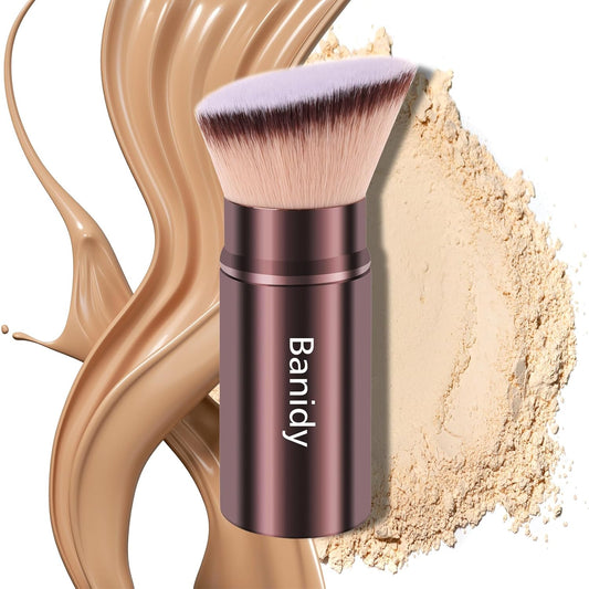Banidy Retractable Kabuki Brush – Flat Angle, Brown – main photo