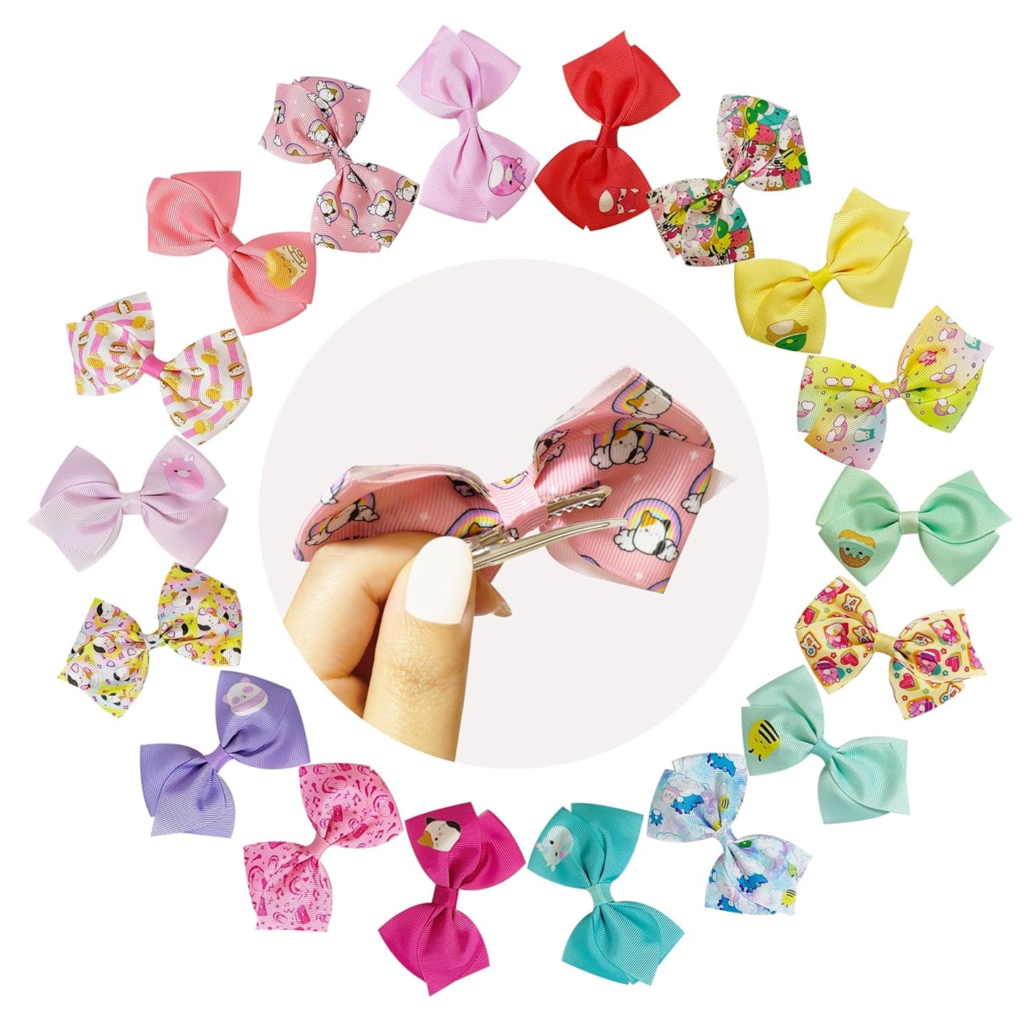 Special Squishmallows Hair Accessories for Girls -18Pc Hair Bow with Aligator Clips, Age 8+
