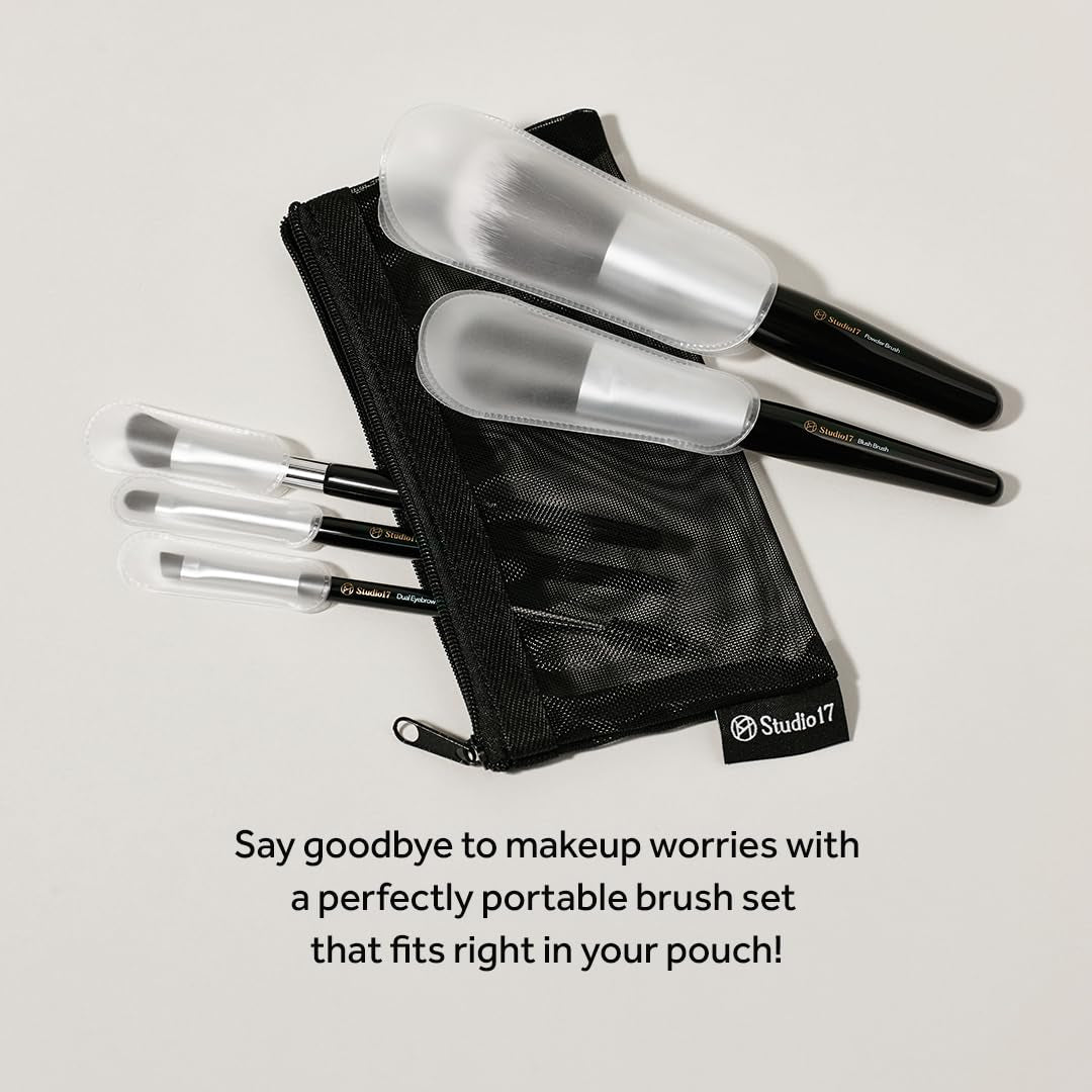 5-Piece Travel Makeup Brush Set with Zippered Pouch – photo 5 of 6