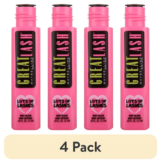 (4 Pack)  Great Lash Lots of Lashes Washable Mascara, Very Black