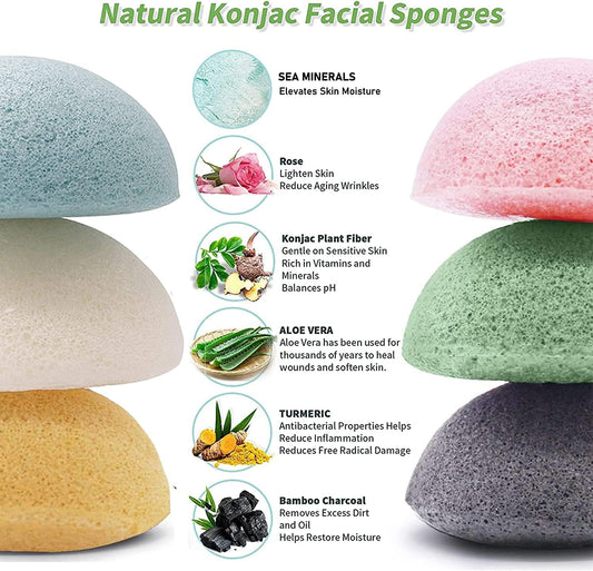 Konjac Facial Sponges 6-Pack – Gentle Cleanse