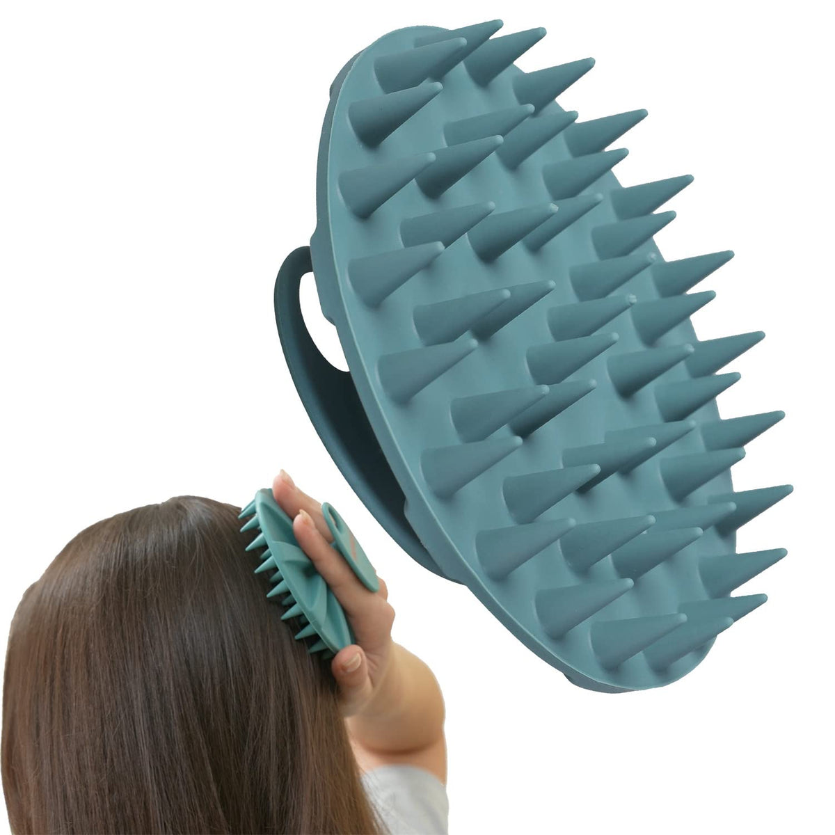 INNERNEED Silicone Scalp Massager Shampoo Brush Dark Green – main photo