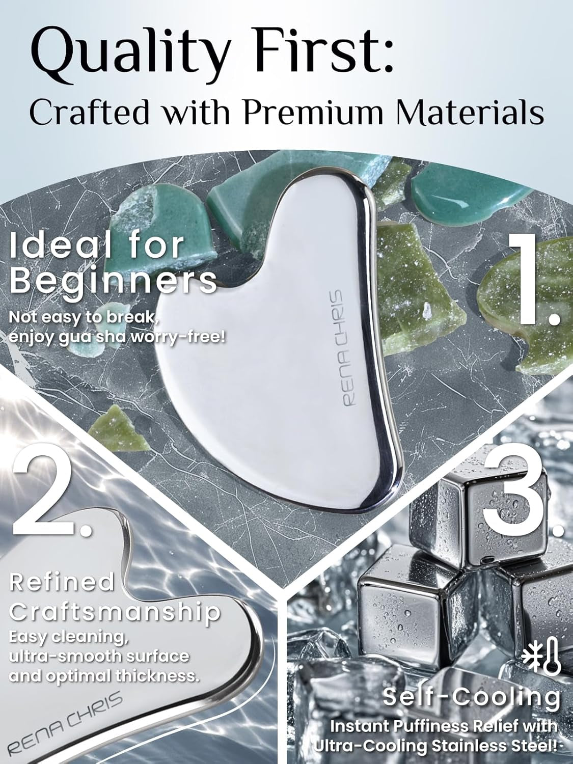 Rena Chris Stainless Steel Gua Sha Tool – Silver – photo 3 of 7