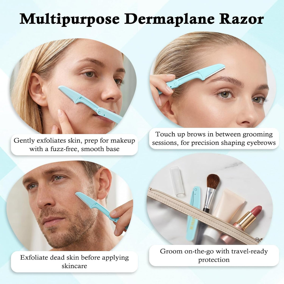 Dermaplane Razor for Women Face Shaver 12 PACK Foldable Face Razor