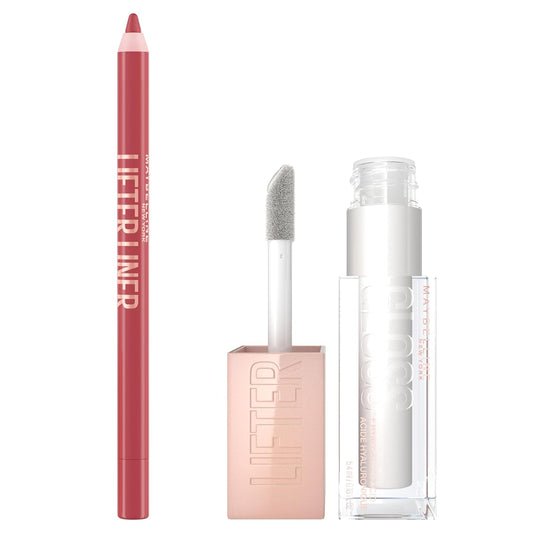 Lifter Gloss and Lifter Liner Bundle, Lip Gloss and Lip Liner in Shades Pearl and Peaking, Pack of 2