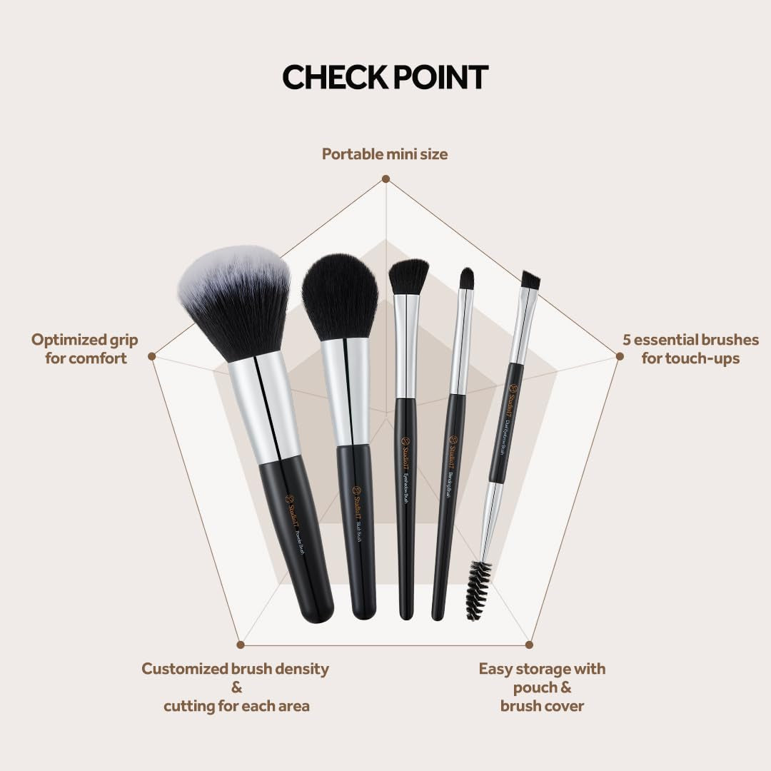 5-Piece Travel Makeup Brush Set with Zippered Pouch – photo 4 of 6
