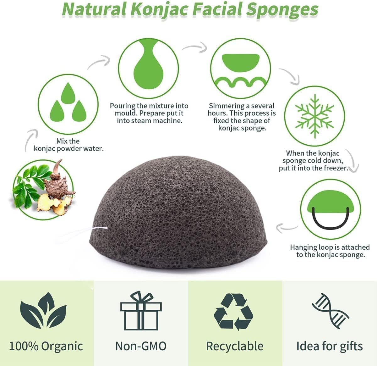 Konjac Facial Sponges 6-Pack – Gentle Cleanse