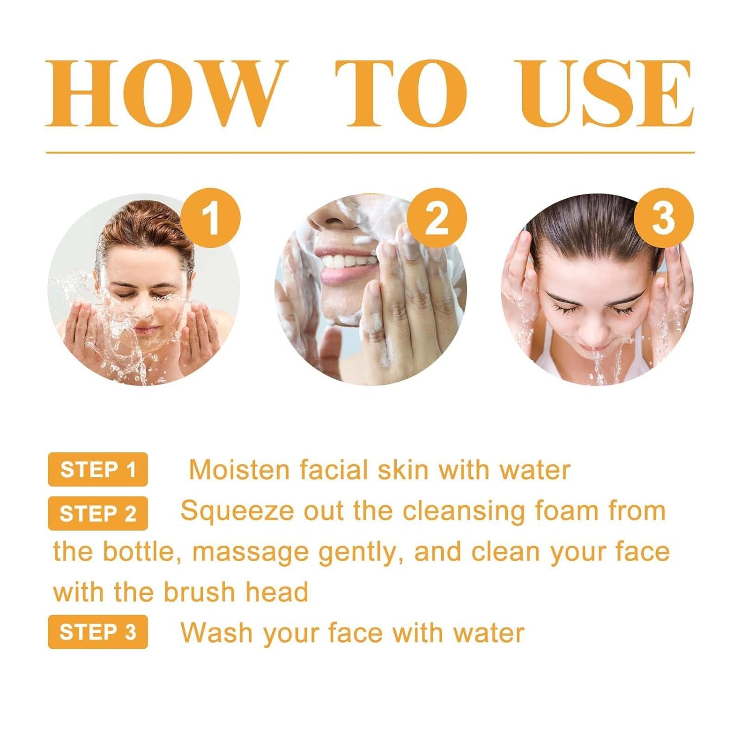 2 Pcs Glow Wash Turmeric Face Wash with Brush, Deep Cleaning Face Scrub Exfoliating Turmeric Facial Foam Cleanser.