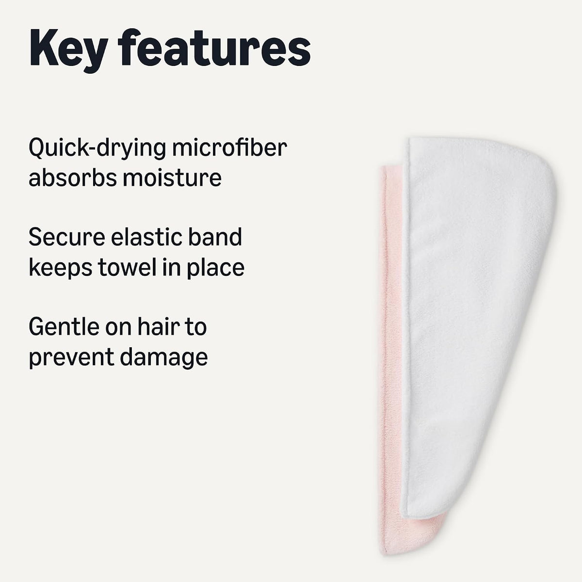 Quick Dry Microfiber Hair Towel Wrap, Hair Drying Towel, White/Pink, 2-Pack
