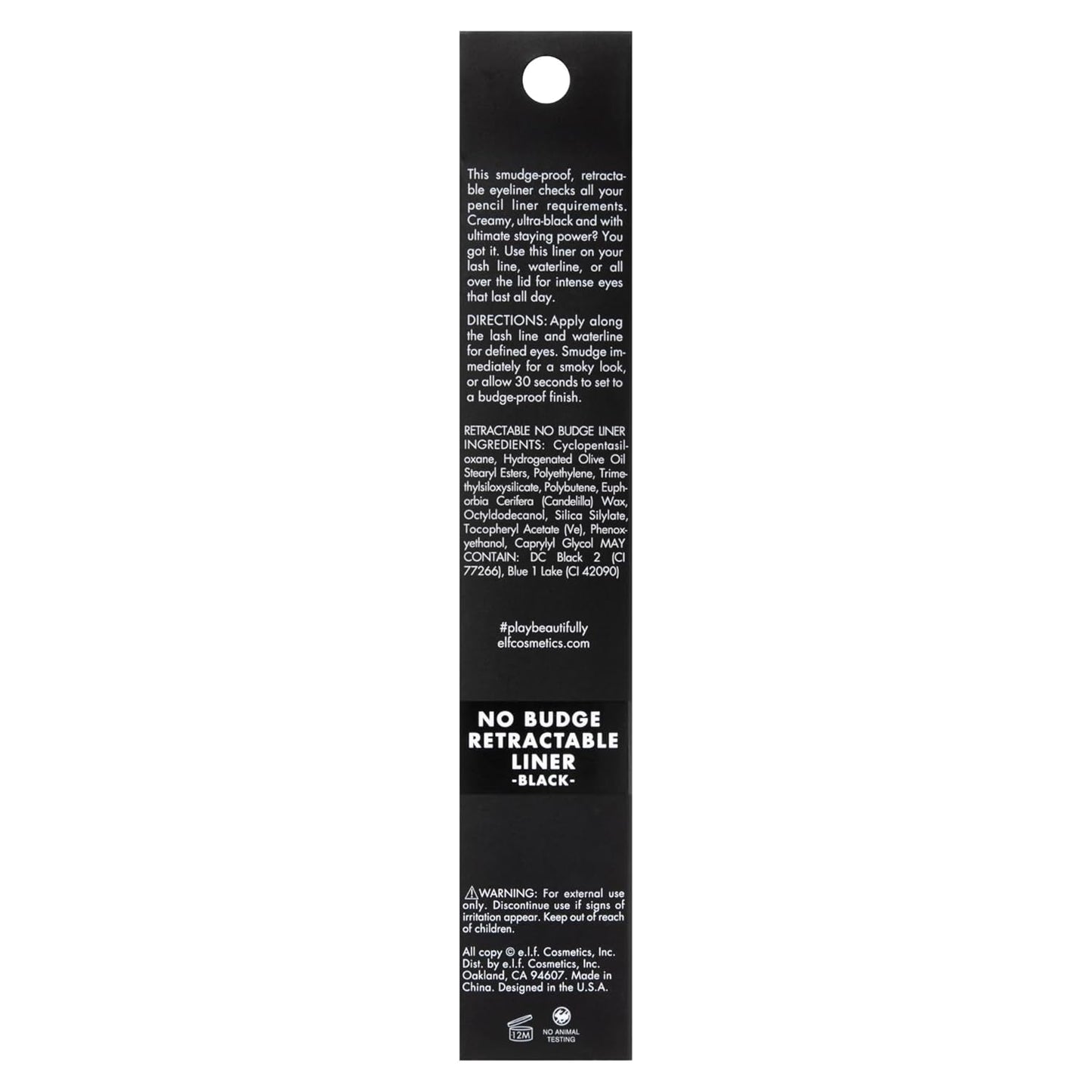 No Budge Retractable Eyeliner, Creamy, Ultra-Pigmented & Waterproof, Creates Bold & Defined Lines, Vegan & Cruelty-Free, Black