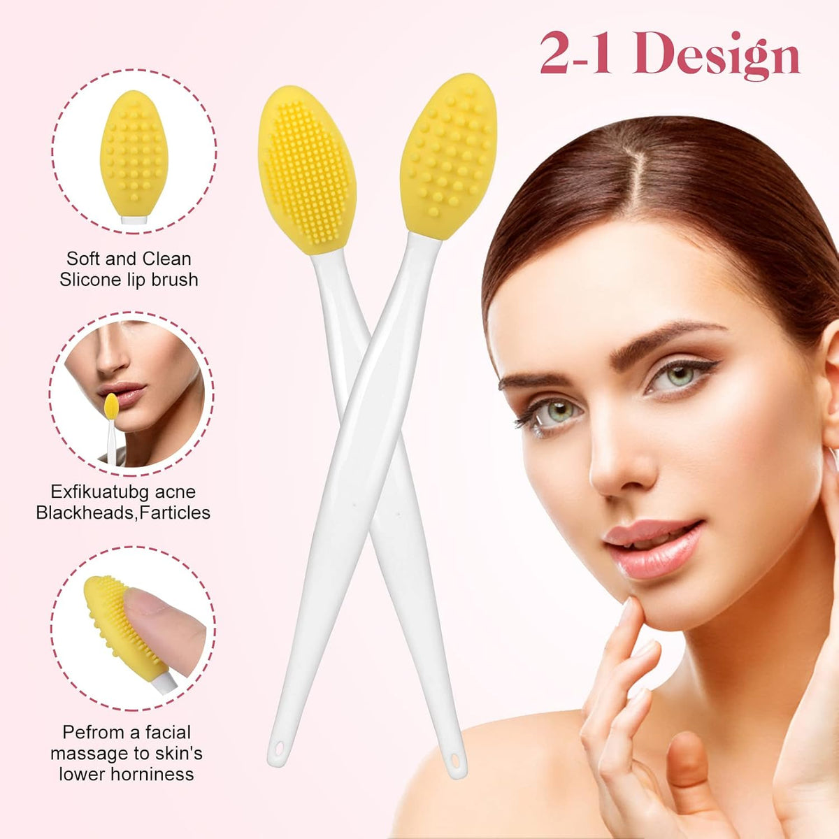 5-Piece Silicone Facial Cleansing & Lip Scrub Brush Set – photo 3 of 7