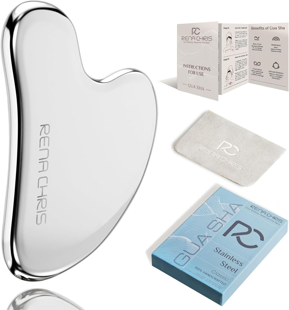 Rena Chris Stainless Steel Gua Sha Tool – Silver – main photo